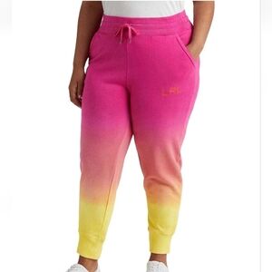 Lauren Ralph Lauren Women Petite Sz L Multi Dip-Dyed French Terry Sweatpants$125